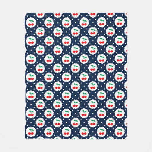 Cherry Dot Pattern – Retro Fruit Gift & Decor Fleece Deken (Voorkant)