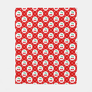 Cherry Dot Pattern – Retro Fruit Gift & Decor Fleece Deken