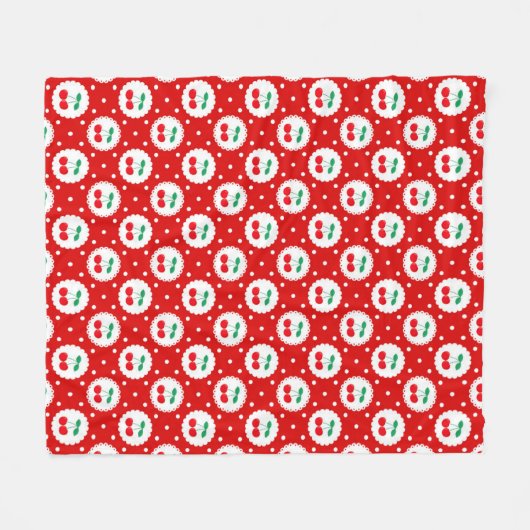 Cherry Dot Pattern – Retro Fruit Gift & Decor Fleece Deken (Voorkant (Horizontaal))