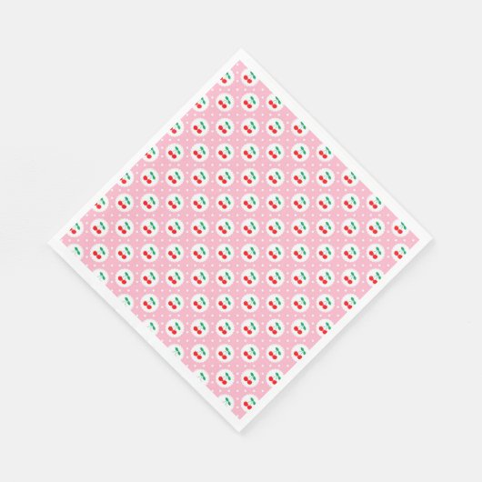 Cherry Dot Pattern – Retro Fruit Gift & Decor Servet (Hoek)