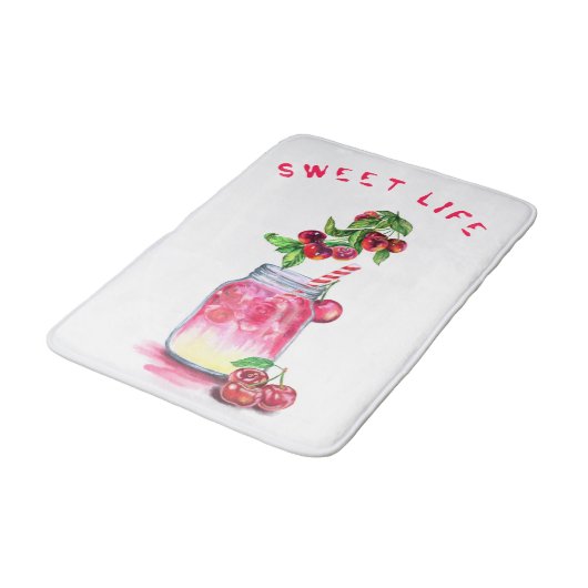 Cherry Drink badmat - aangepaste tekst (Gekanteld)