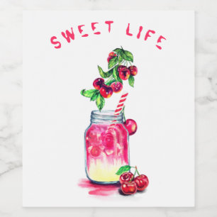 Cherry Drink Wine Bottle Labels - Aangepaste tekst Wijn Etiket