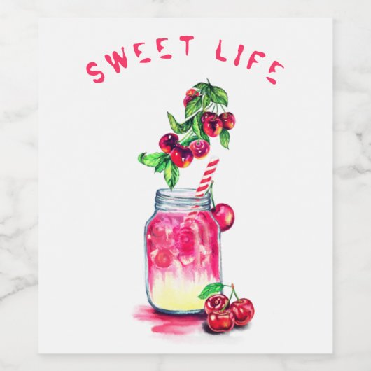 Cherry Drink Wine Bottle Labels - Aangepaste tekst Wijn Etiket (Enkel label)