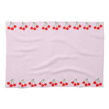 Cherry Edges on Pink Kitchen Towels