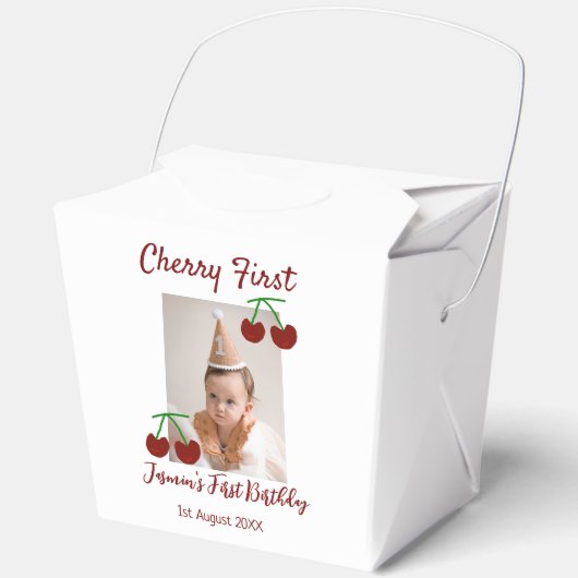 Cherry eerste gelukkige verjaardagsfoto kinder mod bedankdoosjes (Voorkant)