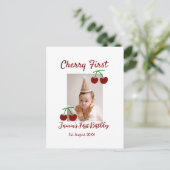 Cherry eerste gelukkige verjaardagsfoto kinder mod briefkaart (Staand voorkant)