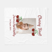 Cherry eerste gelukkige verjaardagsfoto kinder mod fleece deken (Voorkant (Horizontaal))