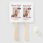 Cherry eerste gelukkige verjaardagsfoto kinder mod handwaaier (Voorkant en achterkant)