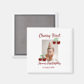 Cherry eerste gelukkige verjaardagsfoto kinder mod magneet (Voorkant / Achterkant)