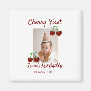 Cherry eerste gelukkige verjaardagsfoto kinder mod magneet