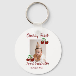 Cherry eerste gelukkige verjaardagsfoto kinder mod sleutelhanger