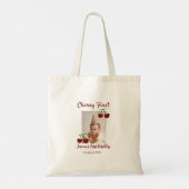 Cherry eerste gelukkige verjaardagsfoto kinder mod tote bag (Achterkant)