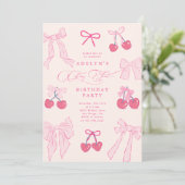Cherry eerste meisje 1e verjaardag feest kaart (Staand voorkant)