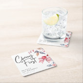 Cherry Eerste Roze Bow Coquette 1e Verjaardag Kartonnen Onderzetters (Insitu)