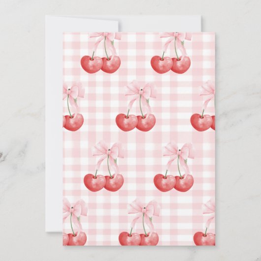 Cherry Eerste Roze Bow preppy 1e verjaardag Kaart (Achterkant)