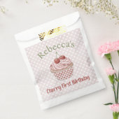 Cherry Eerste Verjaardag Coquette Waterverf Cupcak Bedankzakje (Gezegeld)
