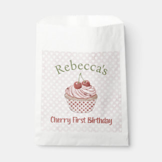 Cherry Eerste Verjaardag Coquette Waterverf Cupcak Bedankzakje