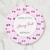 Cherry Eerste Verjaardag Gepersonaliseerde Kersen  Bedankjes Labels (Voorkant)