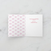 Cherry eerste verjaardag met roze strik Dank u Bedankkaart (Binnen)