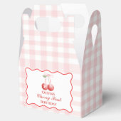 Cherry eerste verjaardag Pink Bow Gingham Bedankdoosjes (Geopend)