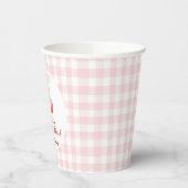 Cherry eerste verjaardag Pink Bow Gingham Papieren Bekers (Links)