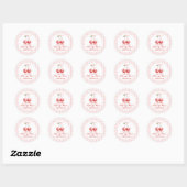 Cherry eerste verjaardag Pink Bow Gingham Ronde Sticker (Vel)