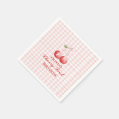 Cherry eerste verjaardag Pink Bow Gingham Servet (Hoek)