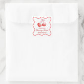 Cherry eerste verjaardag Pink Bow Gingham Vierkante Sticker (Tas)