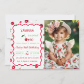 Cherry Eerste Verjaardag uitnodiging (Voorkant)