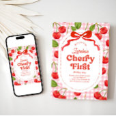 Cherry Eerste Verjaardag uitnodiging