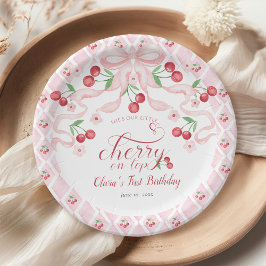 Cherry eerste verjaardagsfeestje papieren bordje