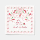 Cherry eerste verjaardagsfeestje servet (Voorkant)