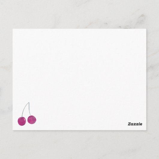 Cherry eerste verjaardagsfeestje uitnodiging (Achterkant)