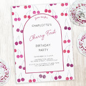 Cherry eerste verjaardagsfeestje uitnodiging