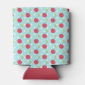Cherry en Blue Polka Dot Pattern gepersonaliseerd Blikjeskoeler (Achterkant)
