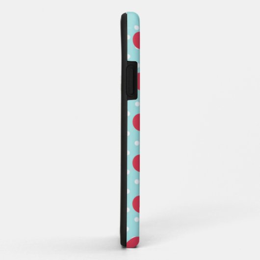Cherry en Blue Polka Dot Pattern gepersonaliseerd Case-Mate iPhone Case (Achterkant/rechts)