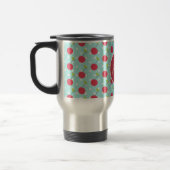 Cherry en Blue Polka Dot Pattern gepersonaliseerd Reisbeker (Links)