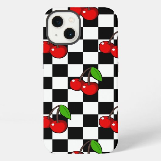 Cherry en Check iPhone Hoesje (Achterkant)