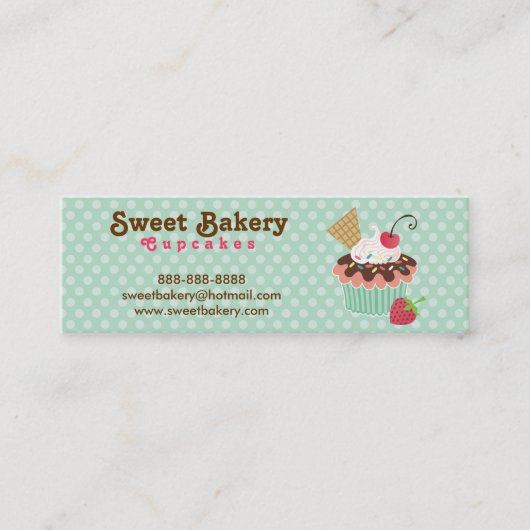 Cherry en Mint Cupcake Mini Visitekaartjes Labels (Voorkant)