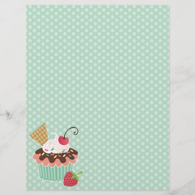 Cherry en Mint Cupcake Polkadots Letterhead (Voorkant)