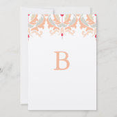 Cherry en Peach Damask Wedding Invitation Kaart (Achterkant)