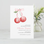 Cherry en Pink gingham preppy baby shower Kaart (Staand voorkant)
