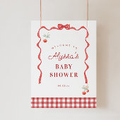 Cherry en Red Ribbon Verjaardagsfeestje Welkom Poster