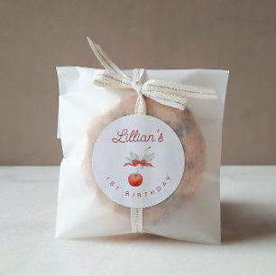 Cherry en rood lint verjaardagsfeestje ronde sticker