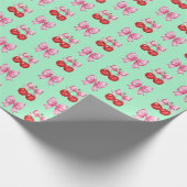Cherry en roze Coquette Bow Ribbon Wrapping Paper Cadeaupapier (Hoek)