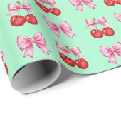 Cherry en roze Coquette Bow Ribbon Wrapping Paper Cadeaupapier (Rol Hoek)
