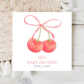Cherry en Roze Lint Waterverf Meisje Baby shower Servet