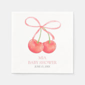 Cherry en Roze Lint Waterverf Meisje Baby shower Servet (Voorkant)