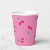 Cherry esthetics Cherry Pattern Dark Pink Papieren Bekers (Achterkant)