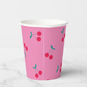 Cherry esthetics Cherry Pattern Dark Pink Papieren Bekers (Rechts)